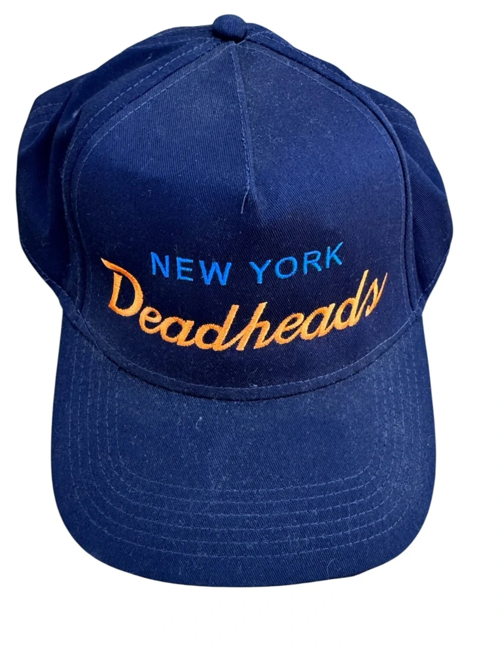 New York Deadheads The Grateful Dead Navy Embroidered Baseball Hat Hippie Rock